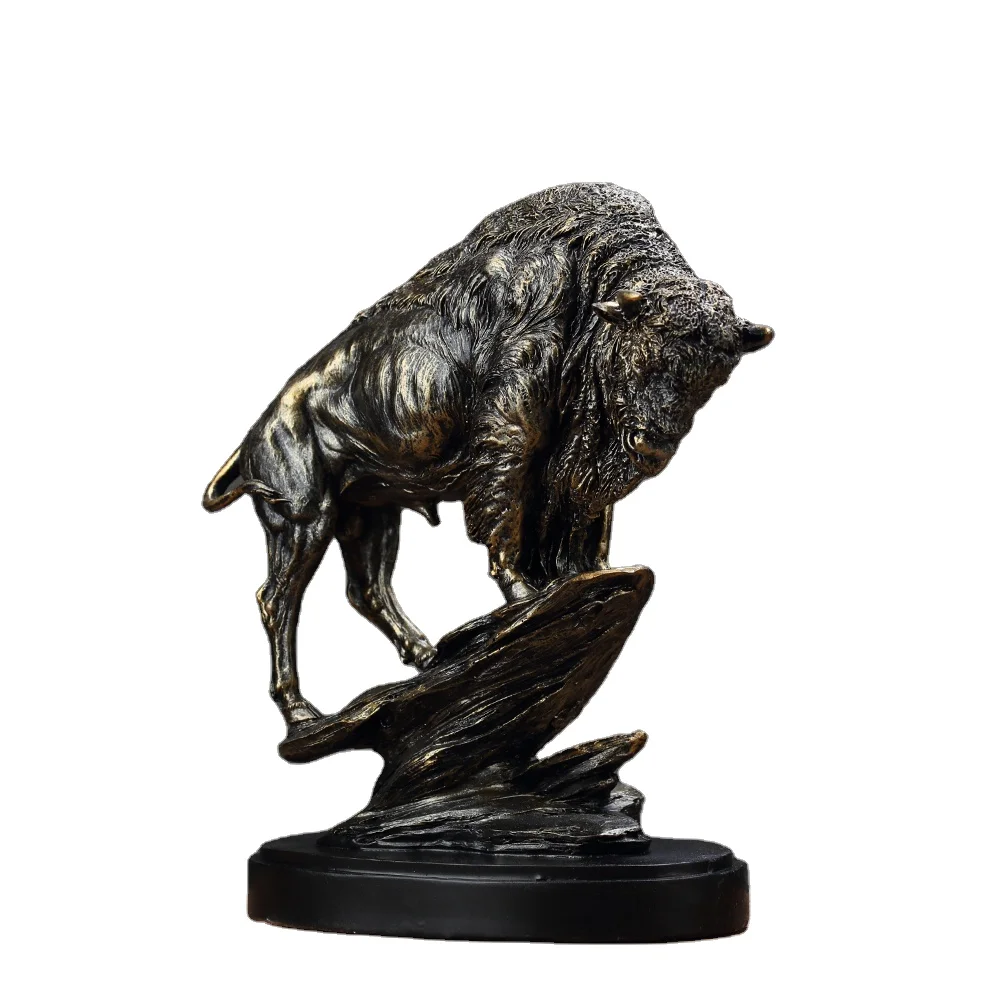 Bull Statue -Ornament Gifts-Wall Street-Cattle Sculpture Statue -Charging Stock Market- Resin Mascot Home Office Decoration