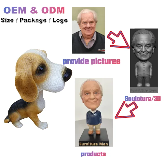 Custom dashboard  bobble head doll Beagle Miguelu resin dog bobbleheads