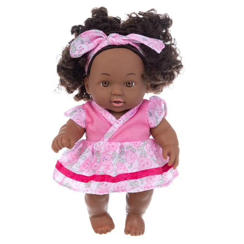 2023 Hot Selling 8 Inch African Reborn black dolls Silicone Baby Doll toys for girls cute small dolls toys kids children