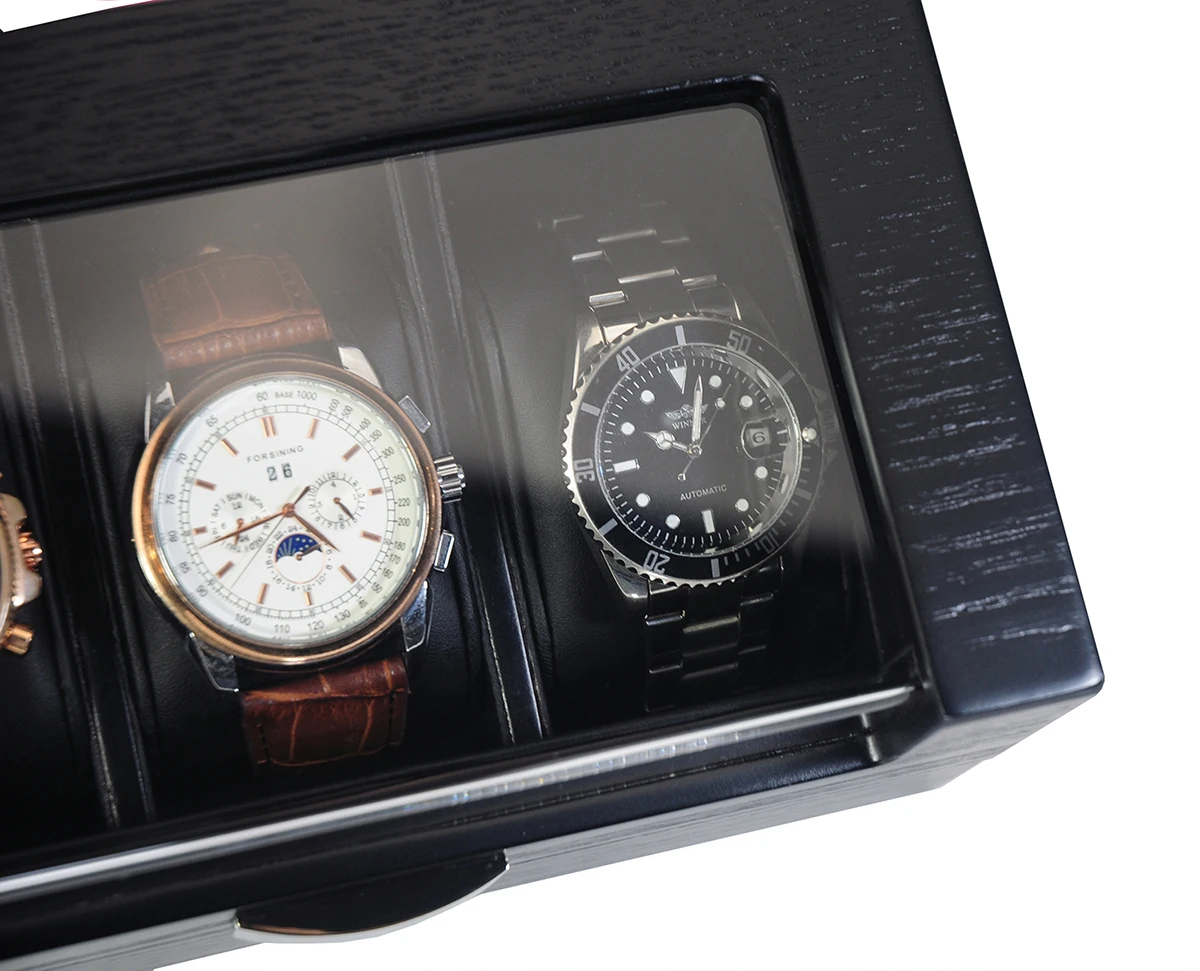 Sonny Luxury  Wholesale Watch Box 3 Slots Black Wooden Watch Box  With Acrylic Window
