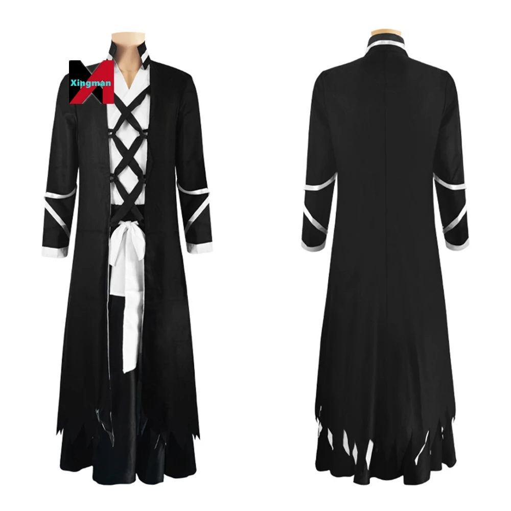 Anime Bleach Kurosaki Ichigo Cosplay Costume Black Kimono Uniform Thousand Year Blood War Shinigami Attire BLEACH Robe for Men (1600683232945)