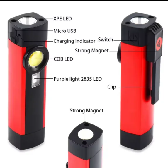 New hot sale 2 in 1 portable mini give away promotion gift cheap aluminum EDC zoom pocket clip flashlight rechargeable torch led