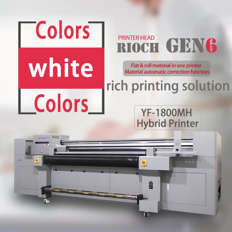 1.8m 3.2m UV Printer Large Format On Wood Roll To Roll Digital Leather Shoes Bag Canvas Tyvek Printing Machine UV Hybrid Printer