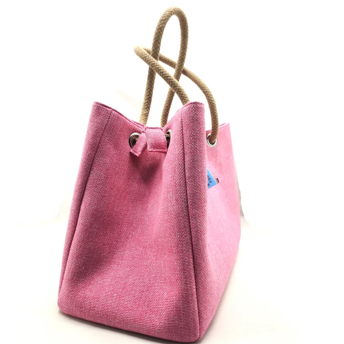 
Hot Sale Jute Handbag Women Bags Fashion Jute Tote Bag with cotton rope Handle 