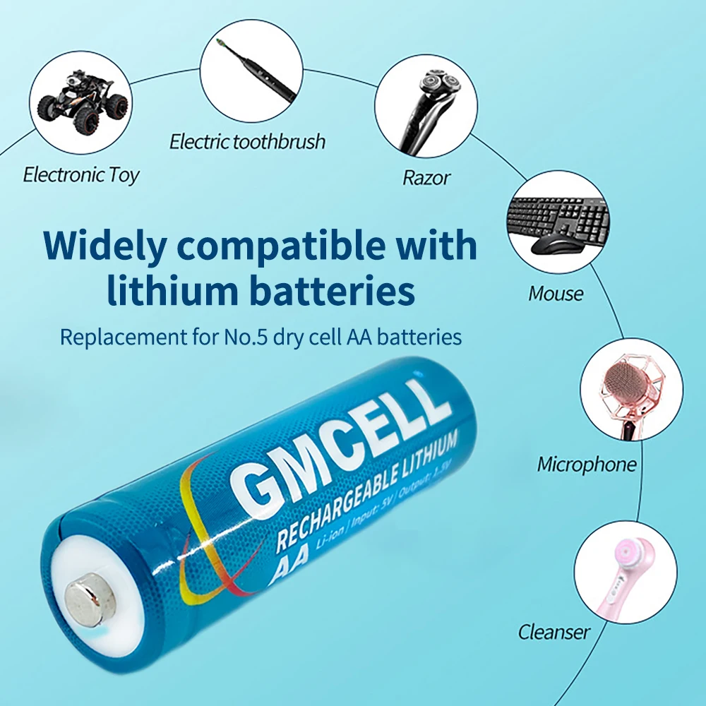 GMCELL ifr14500 3.7v 800mah aa lithium ion baterie icr 14500 3.7v 500mah 1.5v li ion battery