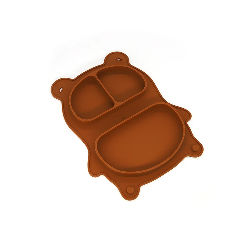 Customized Platos Para Bebes Foldable Silicon Plate Silicone Divided Suction Plate With Lid For Baby Kids Toddlers