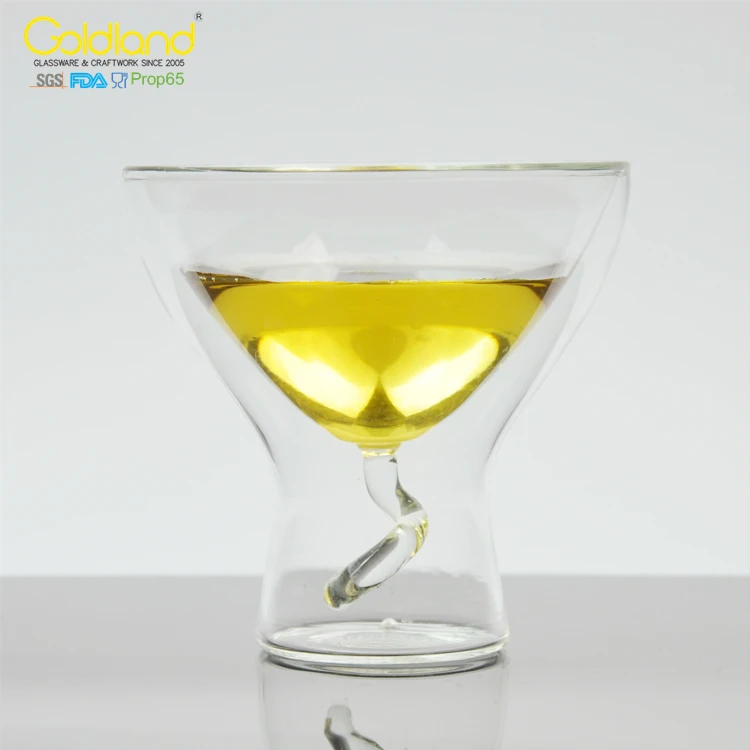 Elegant double wall martini glass Insulated Stemless Cocktail Glass