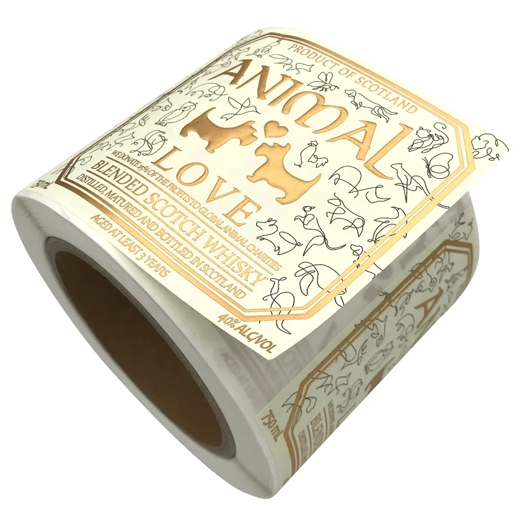 Hot Gold Foil Embossment Stamping Wine label Spot UV Texture Paper Wine Bottle Labels