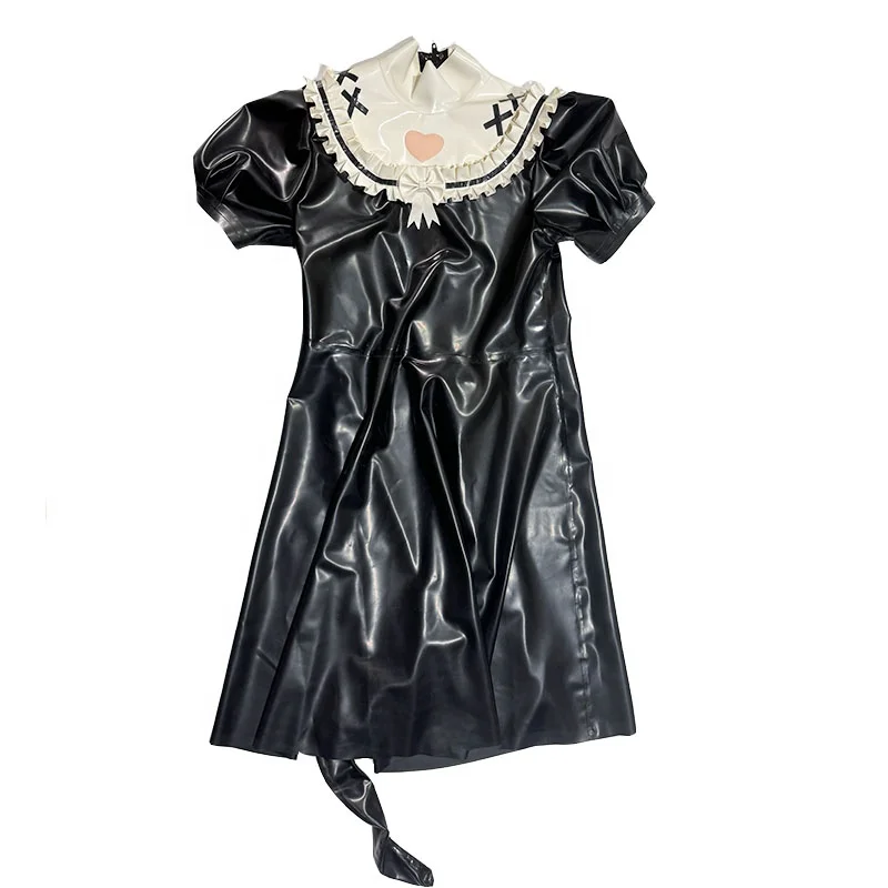 New Arrivals Cos Cat Latex Maid Sexy Heart Dresses OEM Fancy Spandex Time Lead Support OED  LaTex Material   Factory Pri