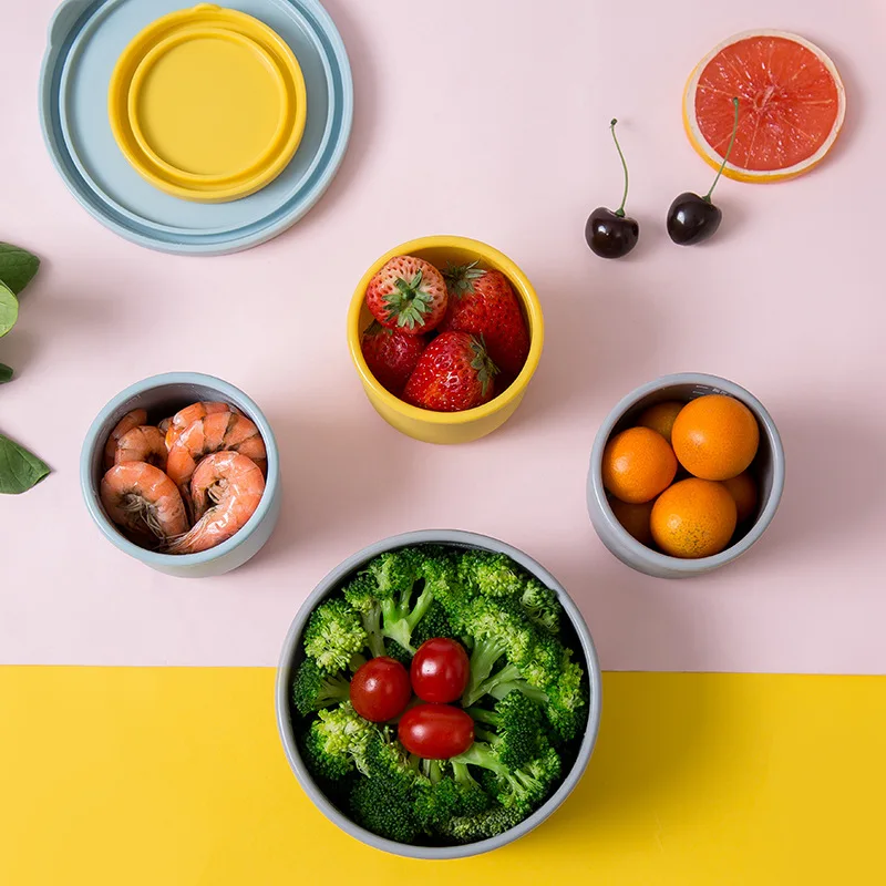 Hot Sale Kitchen Portable Lunch Box Sealed Storage Food Storage Box Silicone Heated Storage Containers With Scale