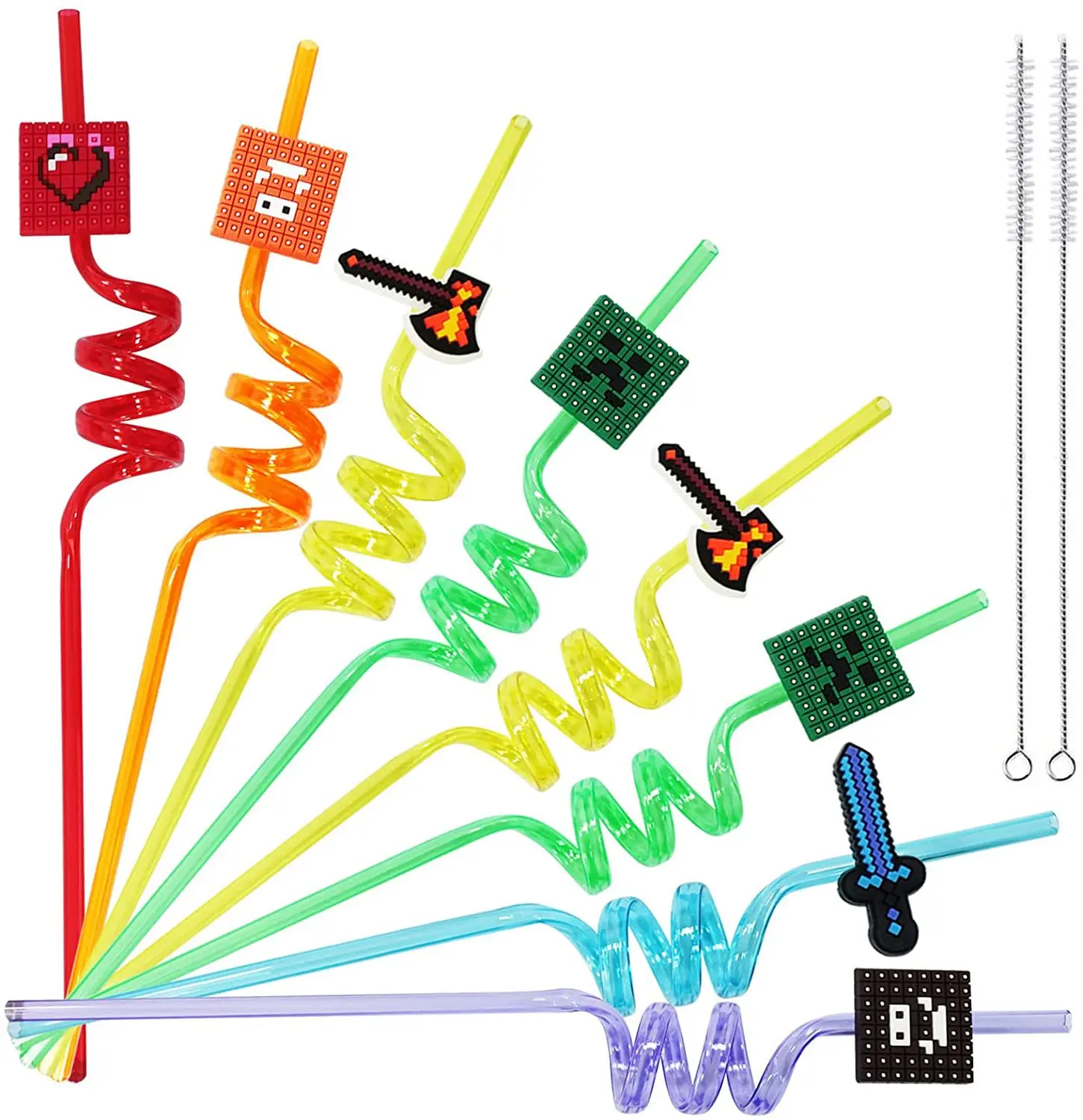 Fashion Bar Accessories Buckle Personality Patch Food Grade Pet Art Cute Reusable Flexible Cartoon Silicone Drinking Straws