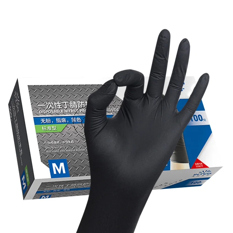 Cheap 4mil 6mil Black Nitrile gloves Food powder Free nitrile gloves for tattoo gloves
