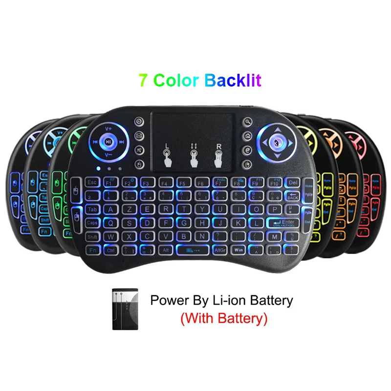 7 цветов с подсветкой i8 Мини Беспроводная клавиатура Английский Испанский Французский иврит мышь с сенсорной панелью пульт дистанционного управления для Android TV Box