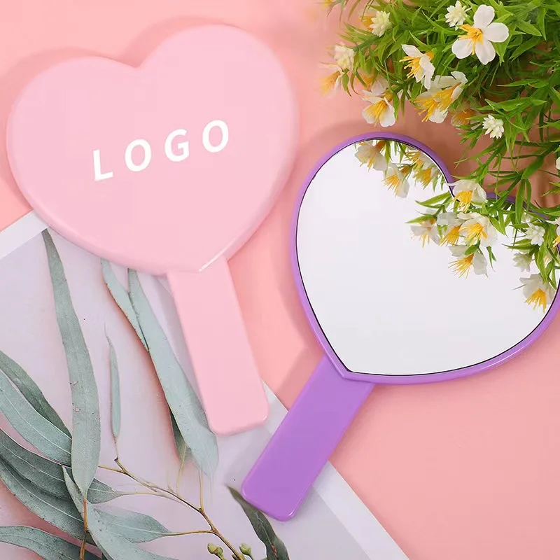 Private Label Customized Logo hand held mirror Single Side Plastic Small Handheld Square Cosmetic Hand Mirrors