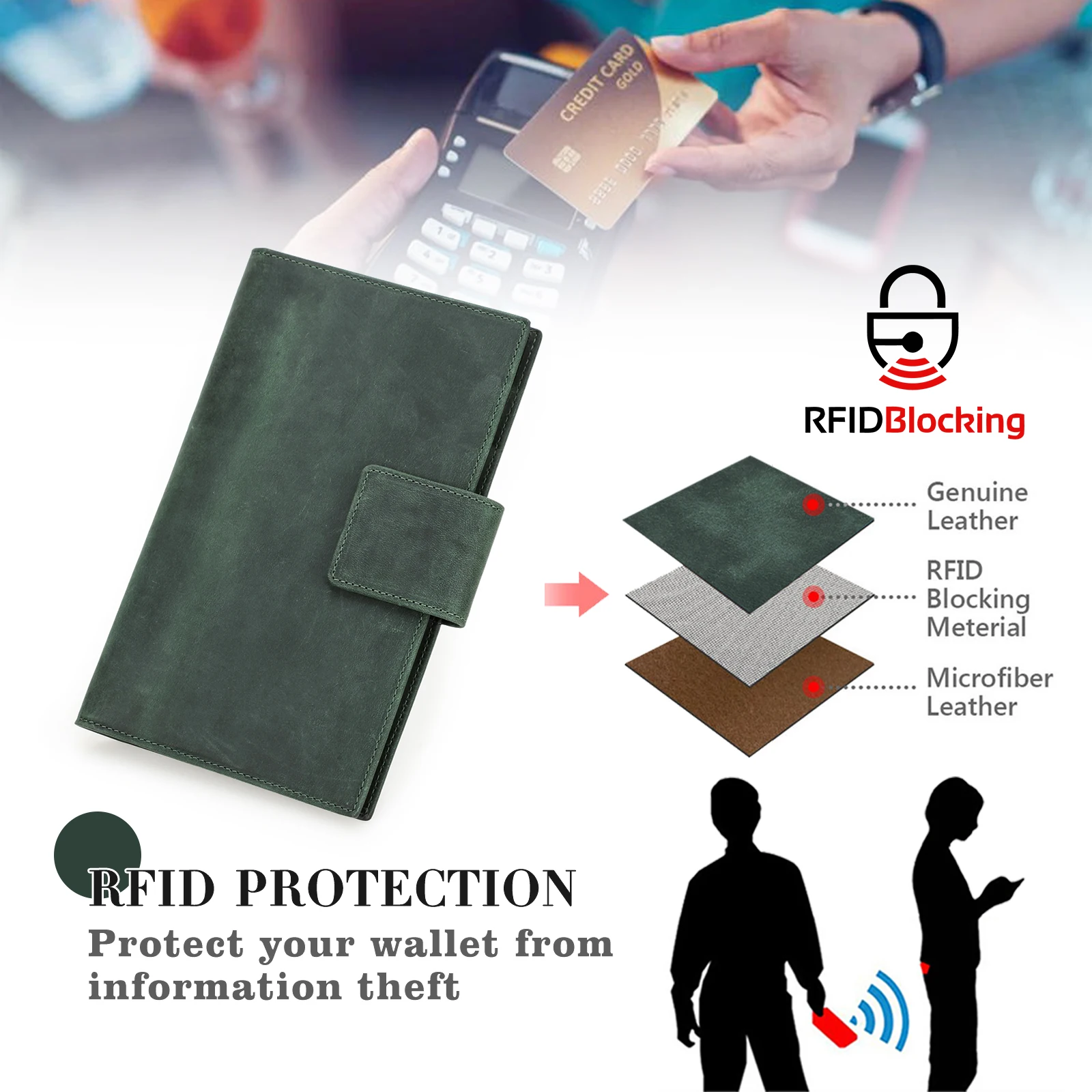 Vintage Clasp Design Crazy Horse Leather Family Travel Wallet Rfid Passport Card Holder Organizer Clutch With Zipper Coin Pocket