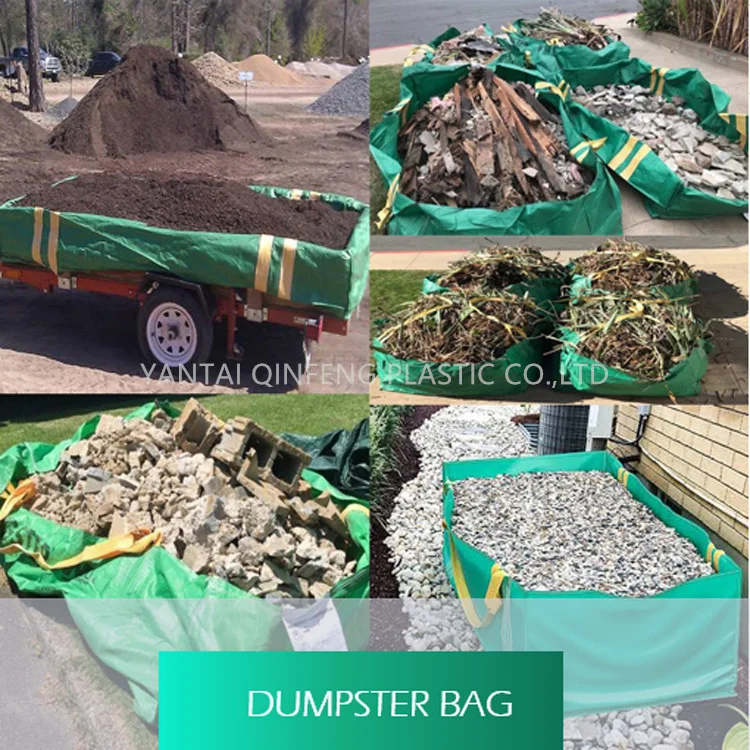 3 cubic yard 1000kg 1500kg Recycling industrial polypropylene skip dumpster construction waste skip bag for junk removal