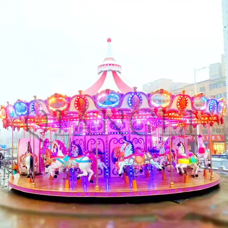 24 Seats Attraction Kids Amusement Rides Merry Go Round Kids  Commercial Carousel Horse Rides