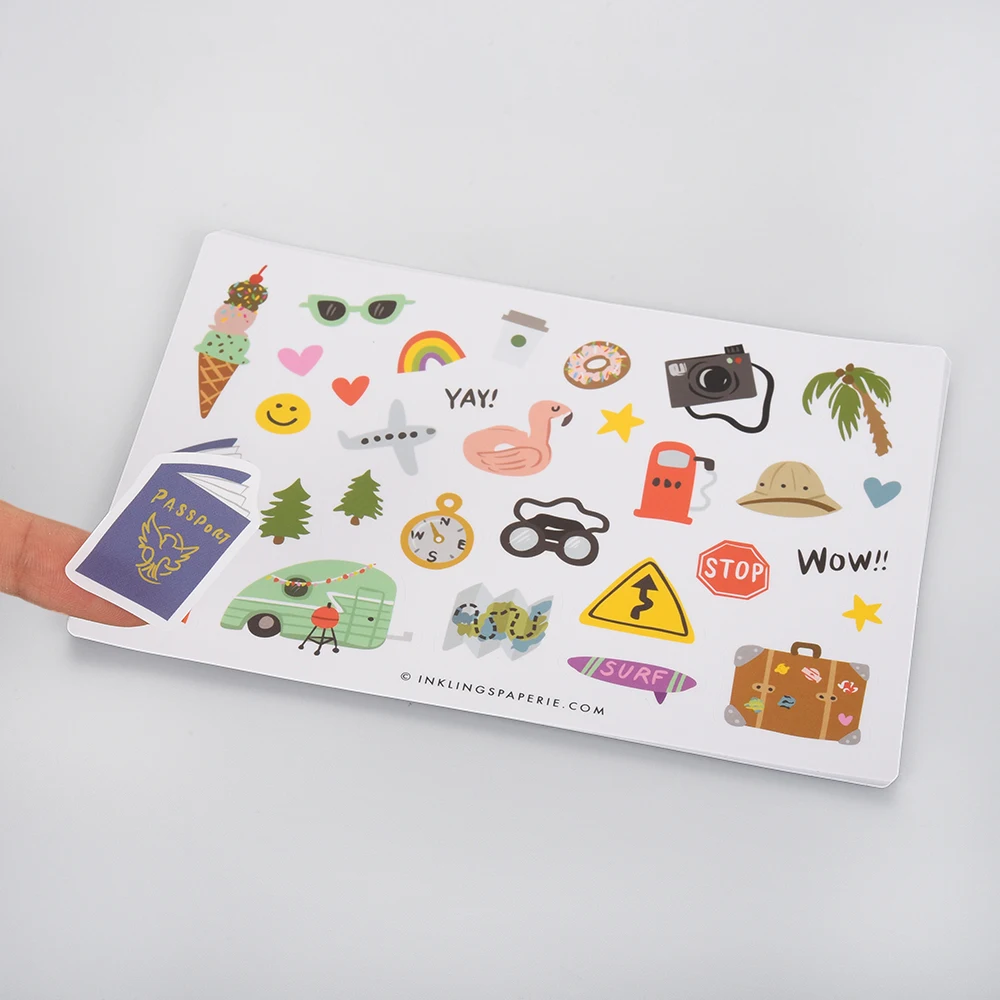 custom design printing waterproof vinyl paper cartoon sticker kiss cut stickers sheets