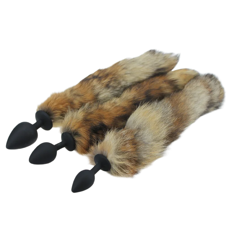 factory price OEM customizing silicone anal plug with furry fox tail
