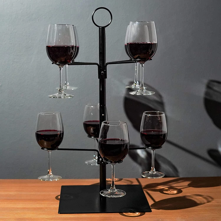 JH-Mech 8 Holders Tree Bar Cocktail Tree Display Stand for Wine Cocktails and Shot Glasses Black Metal Cocktail Tree Stand