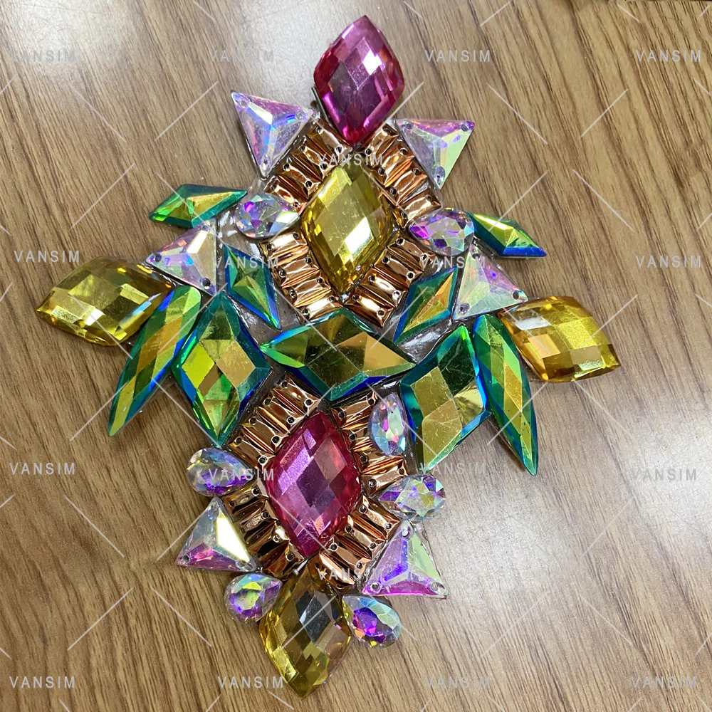 Carnival Costumes Accessories Green AB Aqua AB Iridescent Resin Rhinestone Appliques Diamond