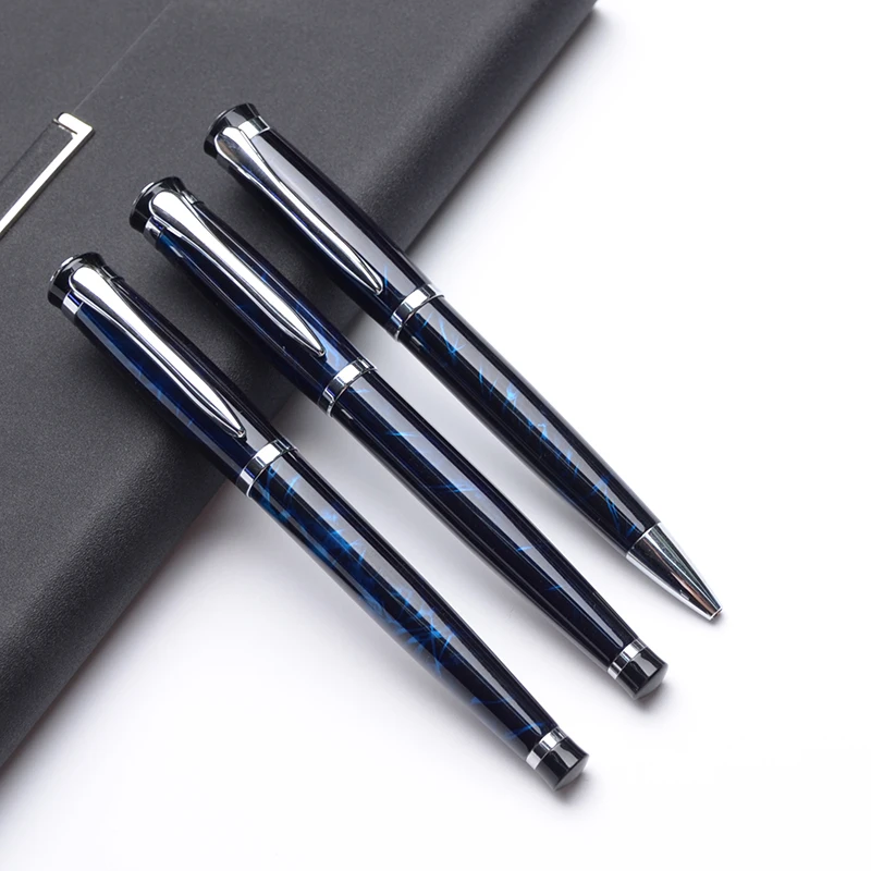 Baoer 508 Dark Blue Business Office Medium nib fountain Pen Rollerball Pen Set
