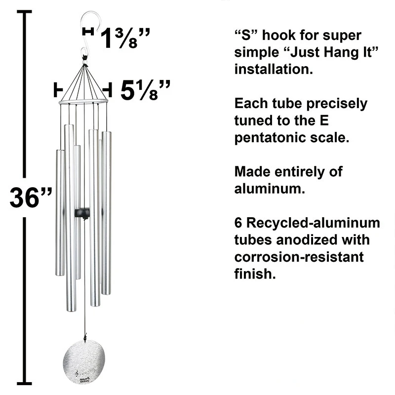 Rustproof Aluminum Powder Finish and S Hook Hanger Outdoor Decor Wind Chime