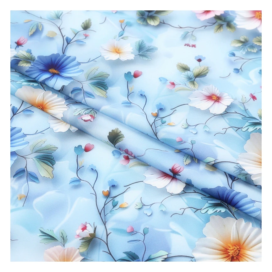New fashion 100 rayon fabric customized floral 5D digital printed viscose poplin plain rayon woven fabric for dress