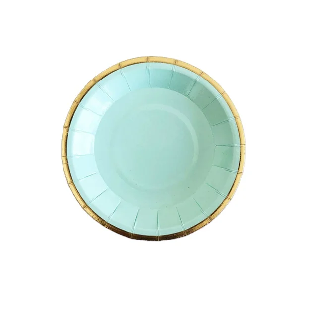 Cheap Disposable Tableware Mint Green Gold Party Napkins Paper Plates Cup Kids Birthday Party Supplies Favor Wedding Decoration