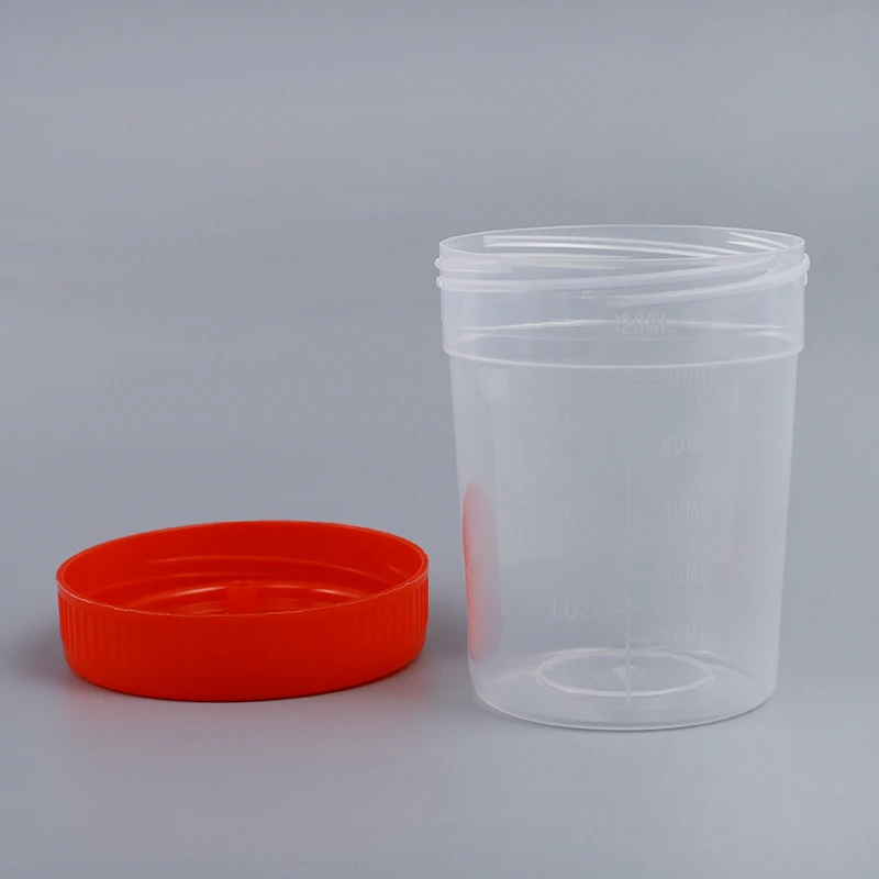 Plastic Disposable Urine Sample Specimen Collection Urine Cup 120ml Sterile Specimen Cups With Lid