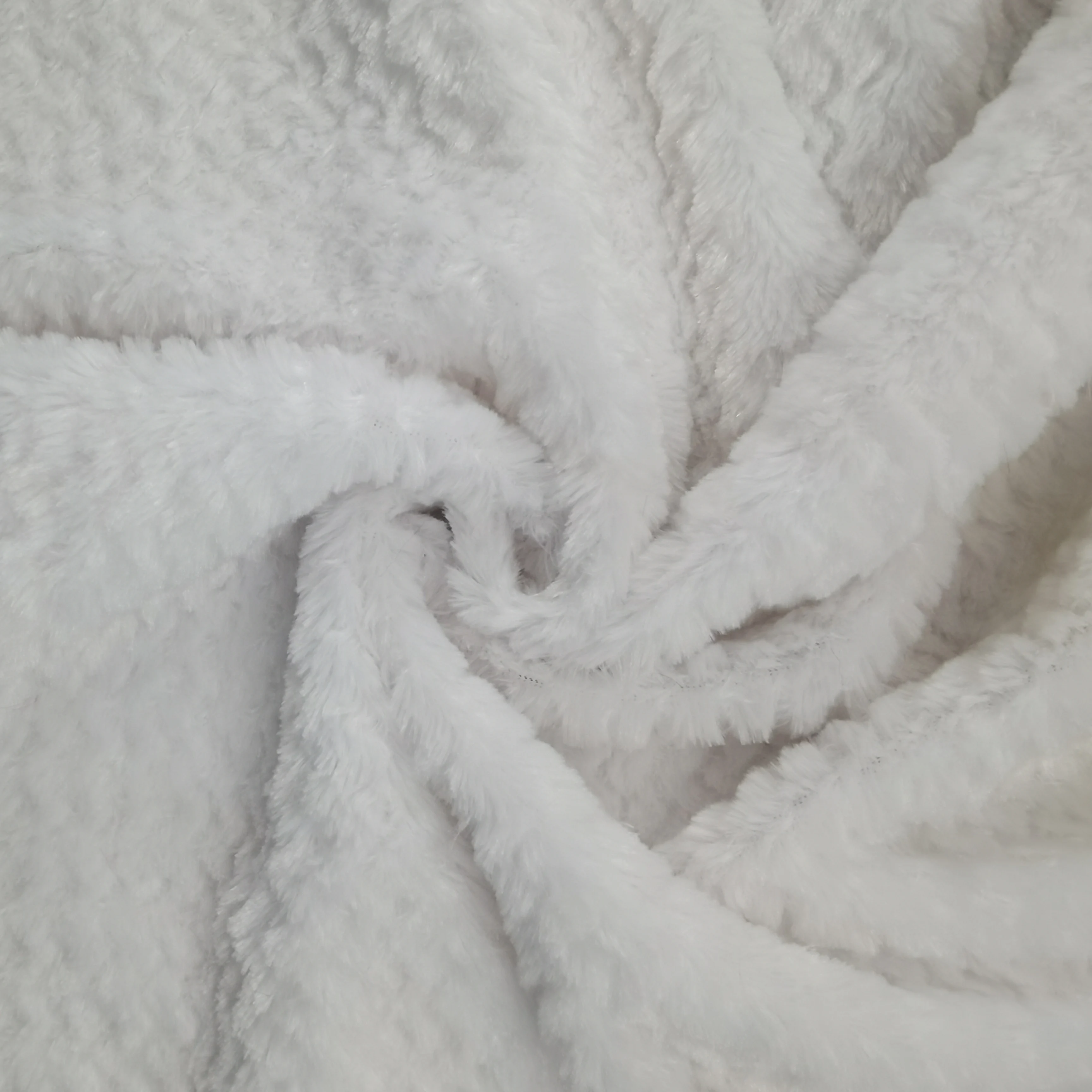 High quality white 100 polyester solid coral minky Stretch fleece fabric