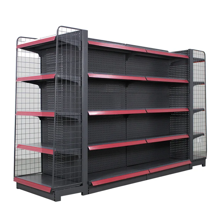 Black Gondola Luxury Grocery Shops Store Supermarket Display Racks Prices Metal Shelves For Sale