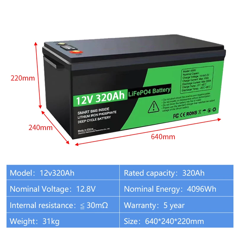 Lifepo4 12v 12.8v 15ah 50ah 100ah 120ah 150ah 200ah 230ah 280ah 300ah 314ah 320ah 340ah Lithium Iron Phosphate Battery Pack