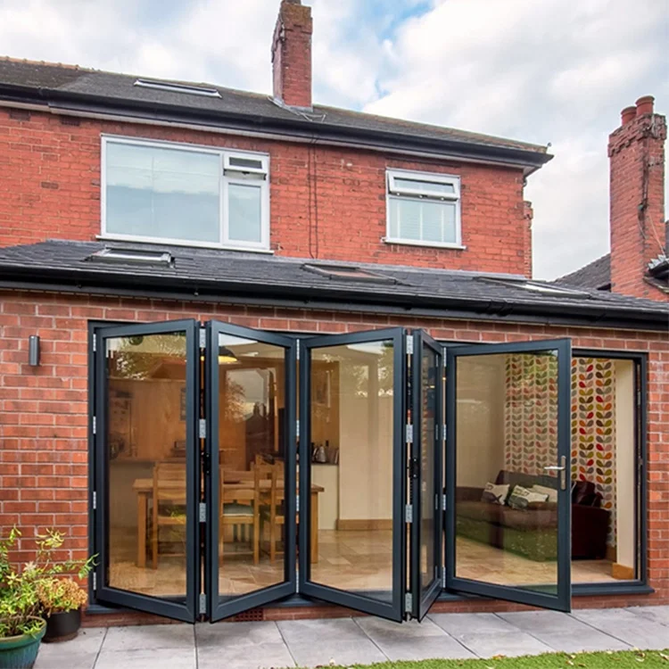 Internal Lockable Accordion Patio Doors Sliding Aluminum Double Glass Nordi Large Modern Bifold Folding Foldable Villa 5 Years