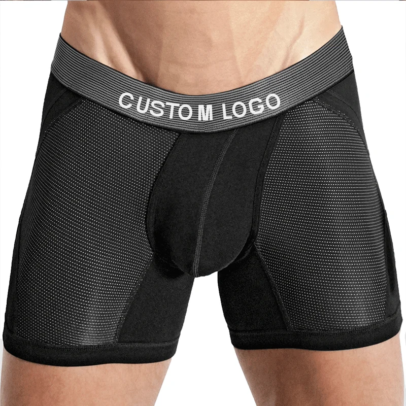 OEM Manufacturer Customized Elastic Band Underwear Custom Logo Boxer Briefs Men Polyamide Sport Boxers