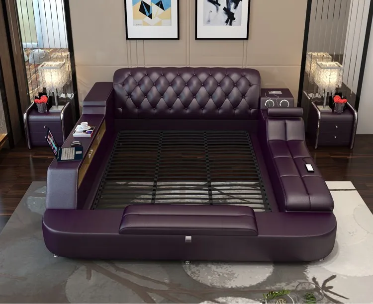 CBMmart Audio Massage Double 1 M 8 Soft Master Bedroom Functional Tatami Bed Multifunctional Leather Bed