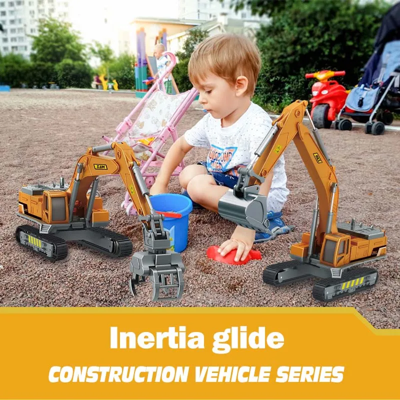 Alloy Excavator Construction Truck Toy Tractor Boy Toy Manual Excavator Metal Construction Equipment Models