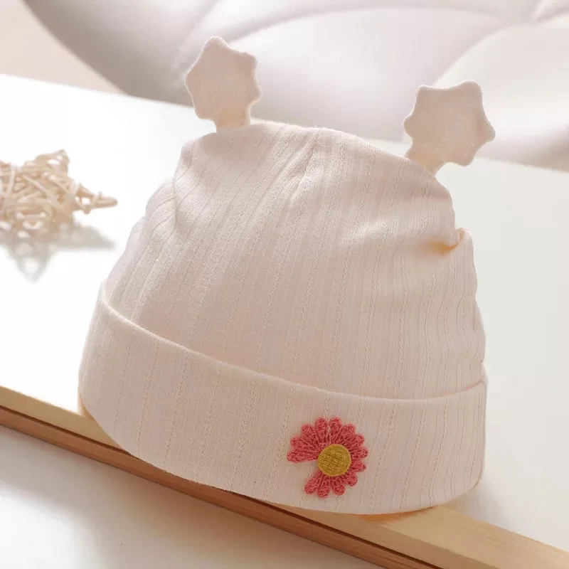 Cute design autumn cotton new born baby knot hat knit