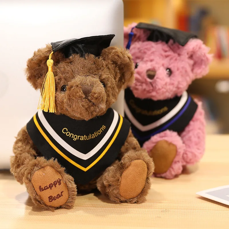 Custom 20cm brown graduation Bear hooded robe Unisexes wholesale different standing Bears plush gift