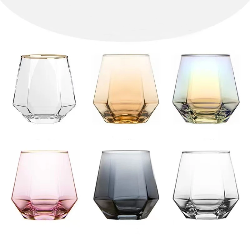 Glod rim spinning whiskey glass clear glass coffee cup lead-free glasses cup set