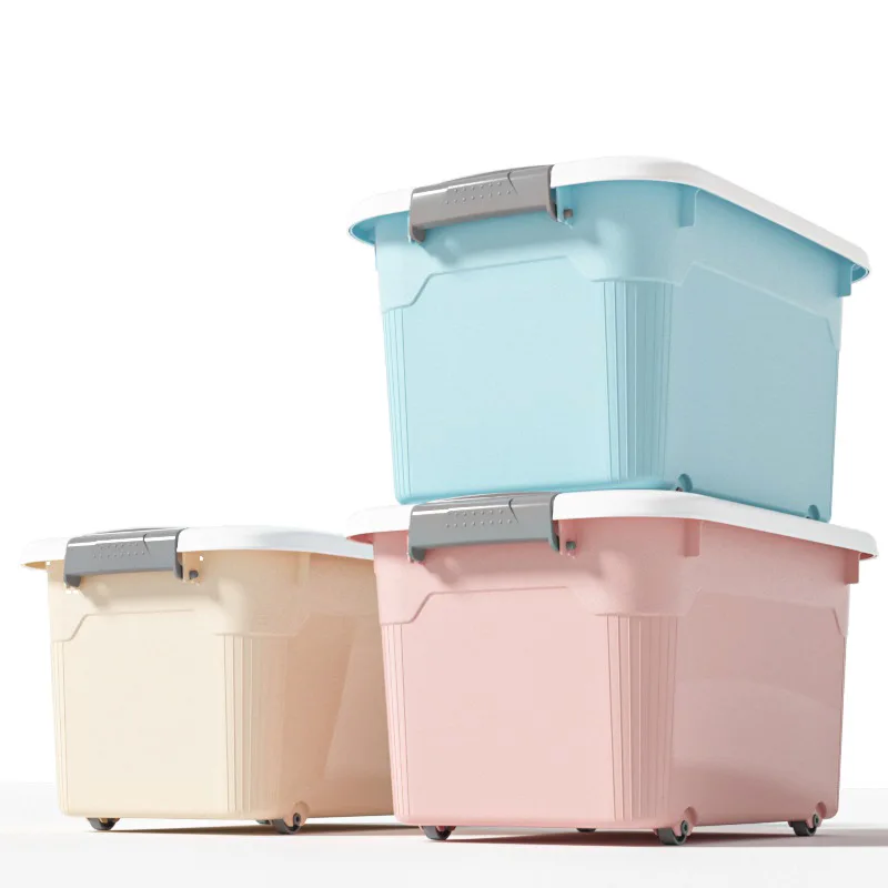 PP Material Clothes Kids Stackable Toy Plastic Storage Box Bins For Home Use With Wheel