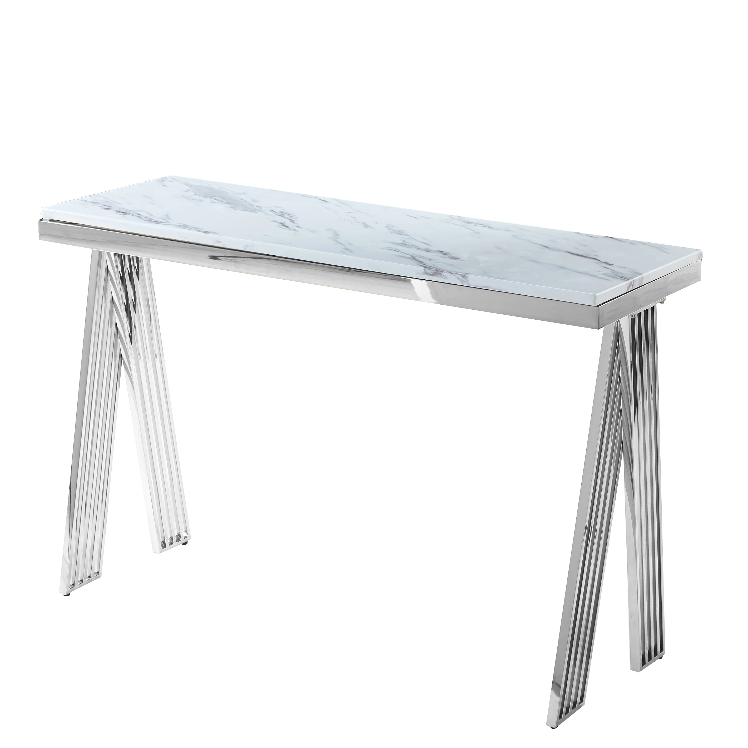 2024 modern luxury living room furniture marble glass top and stainless steel console table square marble top entrance table