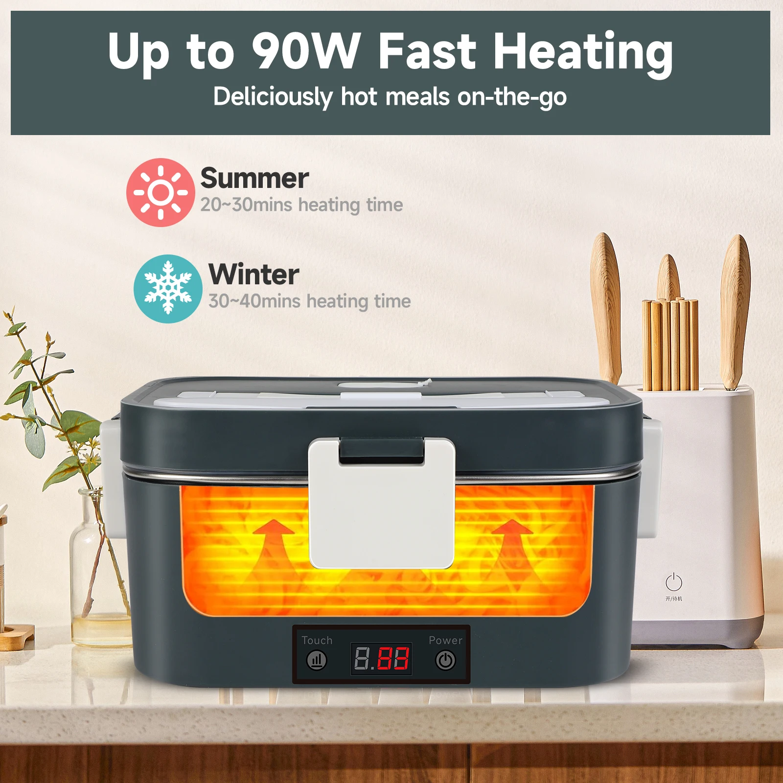 Electric lunch box  3 in 1 ultra quick heated lunch boxes portable food warmer 1.8L