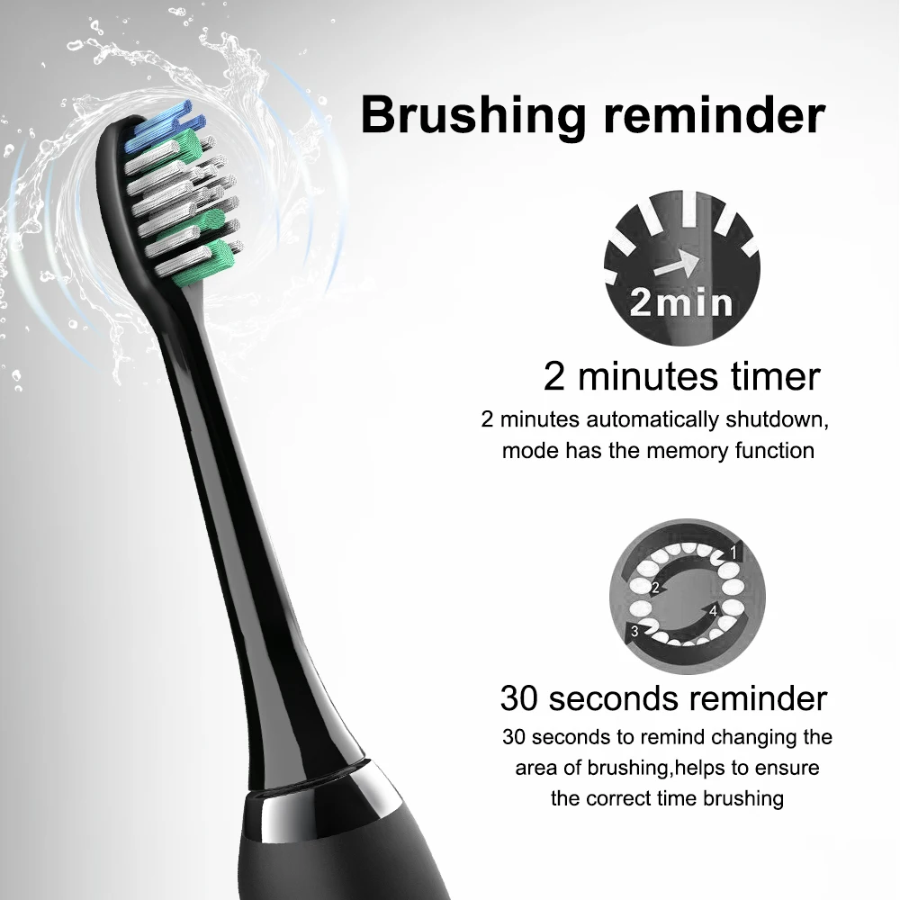 New Hot Selling Wholesale 8 heads family Using Waterproof Box Power Battery Soft Gift Packing Dupont Electric Sonic Toothbrush