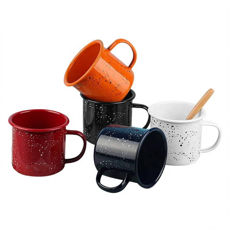 Hot Sale Promotion Custom Printing Enamel Metal Steel Camping Mug