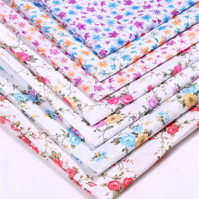 stock alot Lily Camellia polyester fabric polyester printed fabric lining for clothing toy