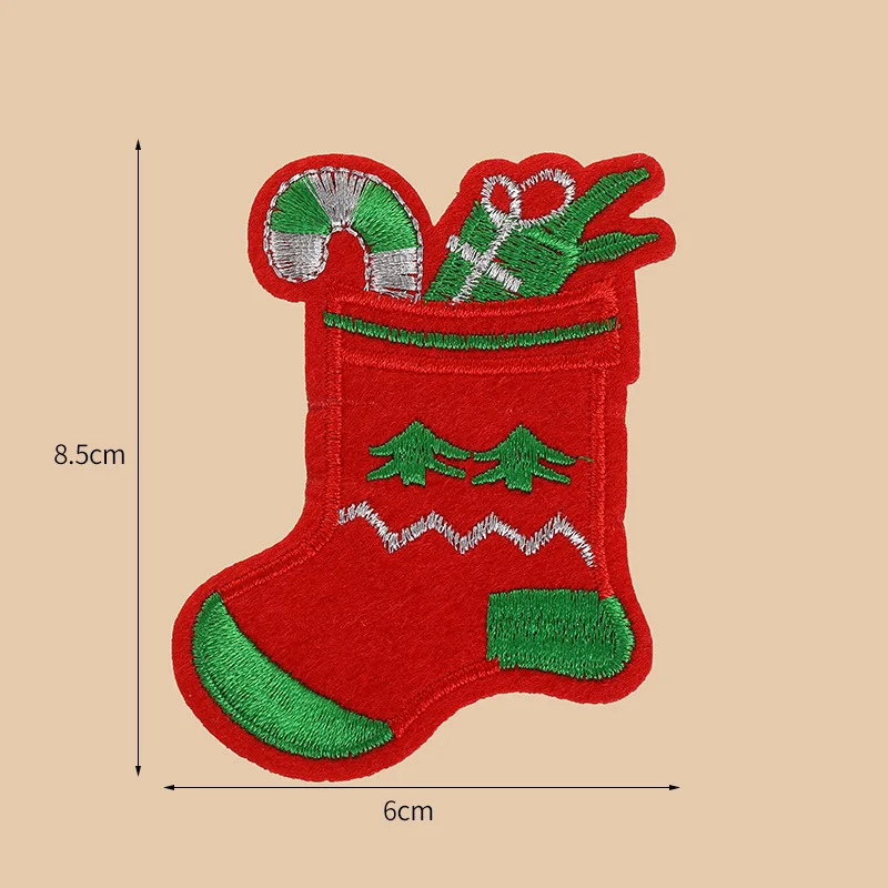Wei Ru Christmas Christmas Tree Santa Claus Stockings Series Embroidered Personalized Cloth Paste Clothing Wholesale