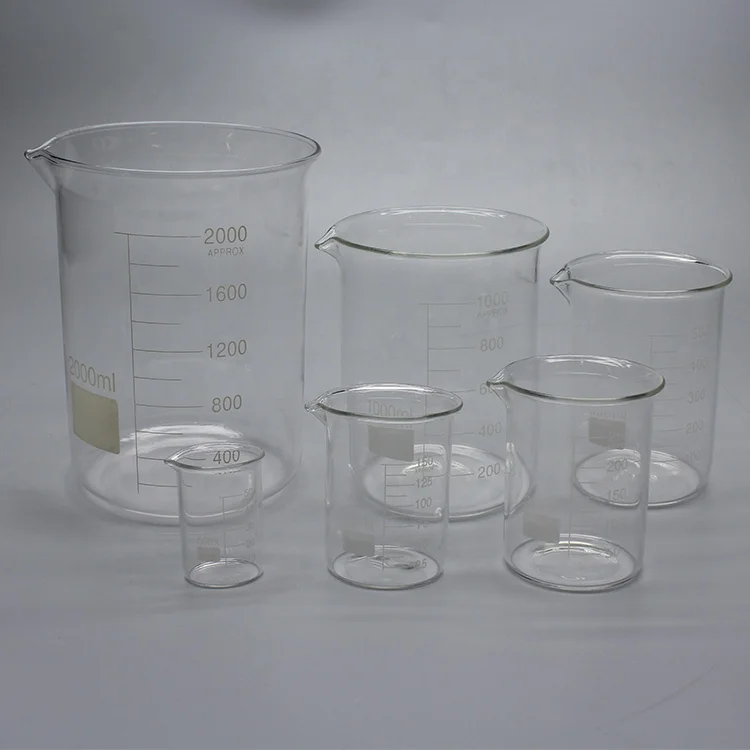 Capacity 5ml-10000ml Low Form Beaker Borosilicate Glass  Laboratory Glassware  Measuring  Heavy Duty Beaker Thickened with spout