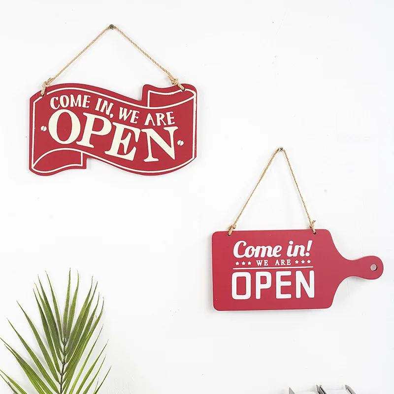 Double-sided Open/Closed License Plate Store Wall Decor Restrooms Tin Vintage Road Guide Sign Plaques Poster