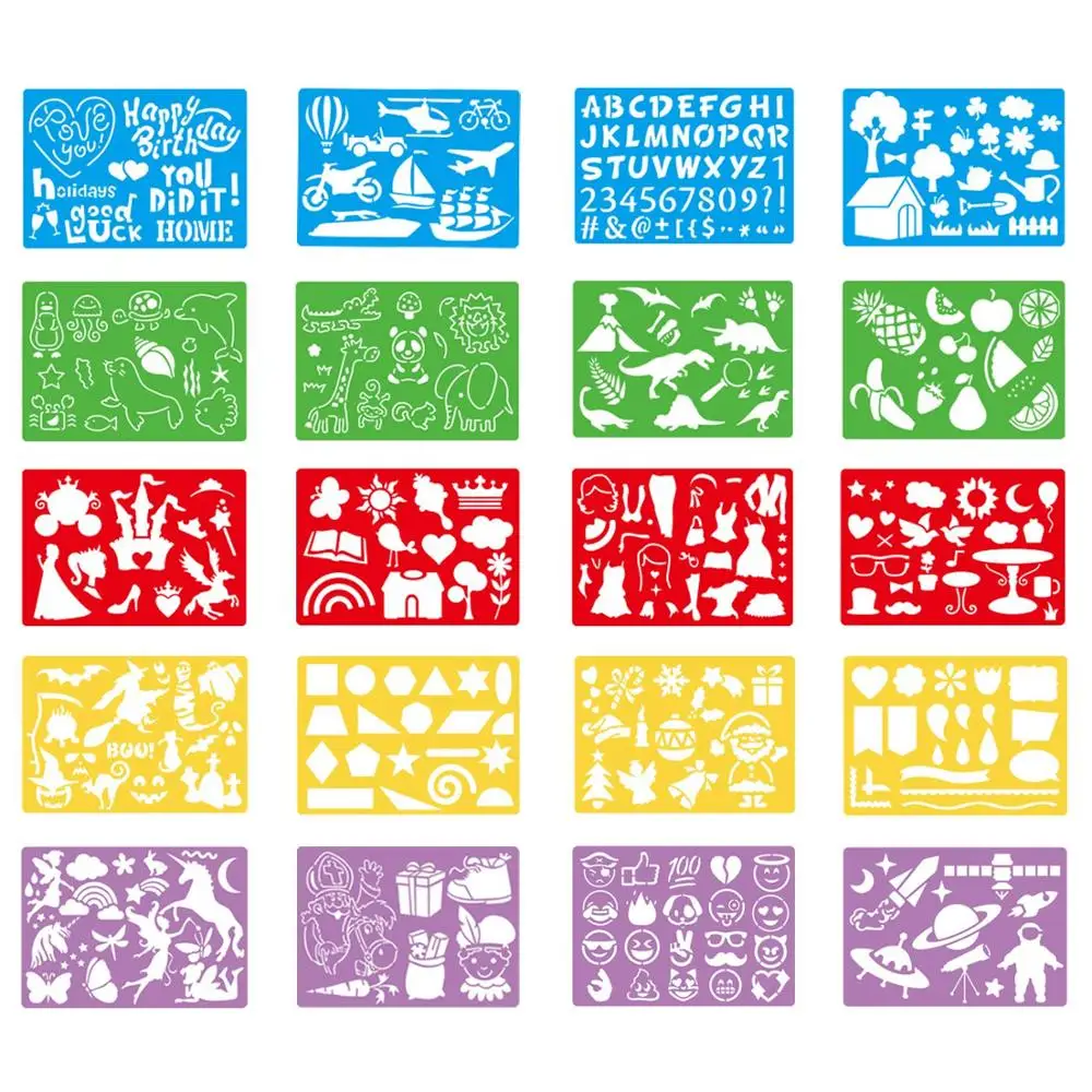 
2019 Wholesale Custom plastic drawing stencil sets for kids 